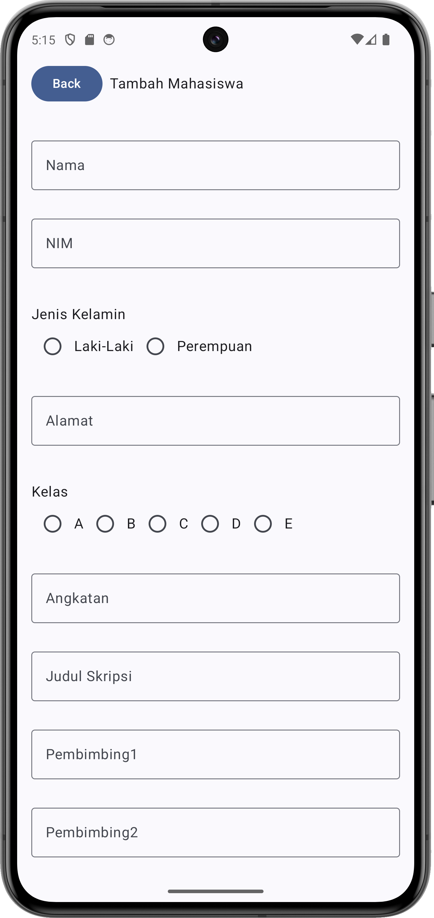 Aplikasi Formulir Data Mahasiswa